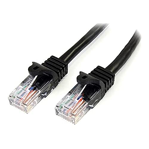 StarTech.com 45PAT5MBK Cat5e Netzwerkkabel (5m, Cat 5e Patchkabel, RJ45 UTP, PoE, mit Rastnasenschutz, snagless, St/St) schwarz von StarTech.com