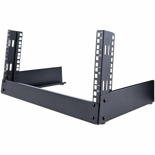 StarTech.com 4HE 19 Zoll Tisch Rack mit offenem Rahmen - 2 Pfosten, freistehendes Netzwerk Rack für Patch Panel/AV/IT/Studio Ausrüstung, 30kg Tragkraft mit Käfig Muttern/Schrauben (RK4OD) von StarTech.com