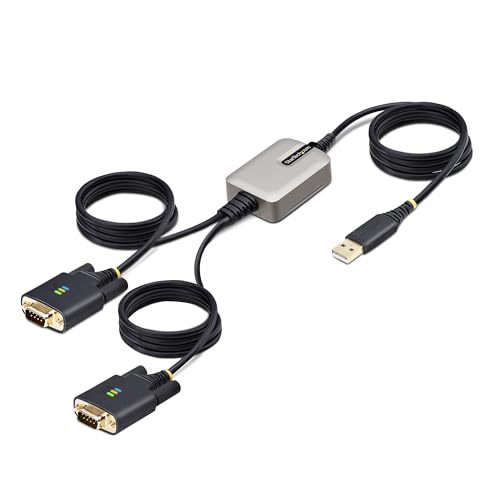 StarTech.com 4m 2-Port USB auf Seriell Adapter, COM-Retention, FTDI, USB-A zu DB9 RS232 Kabel, Wechselbare Schrauben/Muttern von StarTech.com