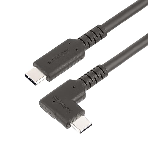 StarTech.com 50 cm USB-C Kabel Gewinkelt, USB 3.2 Gen 2 (10 Gbit/s), USB C auf USB C Datenkabel/Monitor/Docking Station Kabel, 4K DP Alt Mode, Ladekabel 100W PD, 90 Grad Winkelstecker (RUSB31CC50CMBR) von StarTech.com
