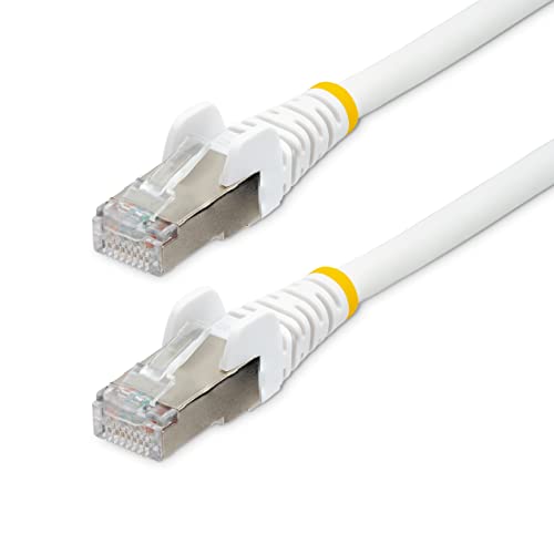 StarTech.com 50cm CAT6a Kabel - LSZH-Raucharm, Halogenfrei - 10 Gigabit RJ45 LAN Kabel - SFTP Patchkabel - Weiß - CAT6a Verlegekabel - Abgeschirmtes Netzwerkkabel/Ethernet Kabel (NLWH-50C-CAT6A-PATCH) von StarTech.com