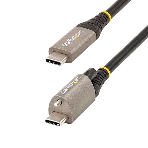 StarTech.com 50cm USB-C Kabel mit Oberseite Schraubensicherung 10Gbit/s - USB 3.1/3.2 Gen 2 Typ-C Kabel - 100W (5A) Power Delivery, DP-Alt-Mode, USB-C-Kabel zum Laden/Synchronisieren (USB31CCTLKV50CM) von StarTech.com