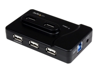 StarTech.com 6 Port USB 3.0 / 2.0 Hub mit 2A Ladeanschluss - 2x USB 3.0 und 4x USB 2.0, USB 3.2 Gen 1 (3.1 Gen 1) Type-B, USB 3.2 Gen 1 (3.1 Gen 1) Type-A, 4800 Mbit/s, Schwarz, Kunststoff, Gleichstrom von StarTech.com