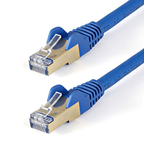 StarTech.com 6ASPAT150CMBL Patchkabel CAT6a (1,5m, RJ45-Snagless-Steckverbinder, STP, Kupferdraht, Netzwerkkabel) blau von StarTech.com
