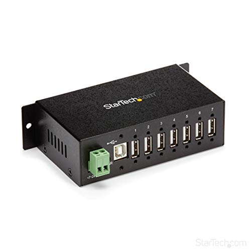 StarTech.com 7 Port USB 2.0 Hub - Industrieller USB-A Hub aus Metall mit ESD und 350W Überspannungsschutz - Hutschiene/Wand/Schreibtisch montage möglich - TAA KONFORM - USB Expander Hub(ST7200USBM) von StarTech.com