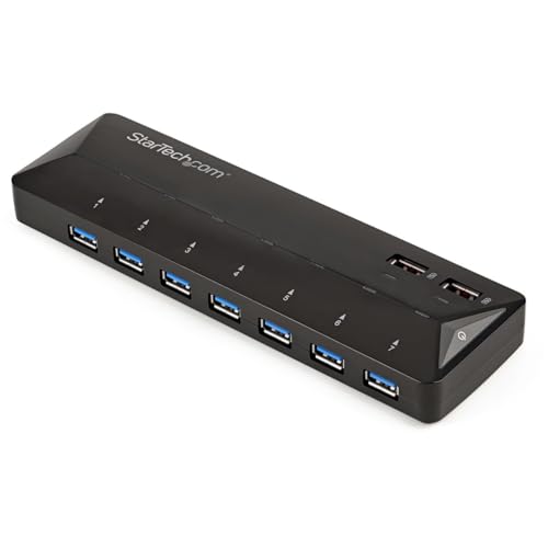 StarTech.com 7 Port USB 3.0 Hub plus dediziertem Ladeport, 2 x 2,4A Port, Desktop Hub und Schnellladestation von StarTech.com