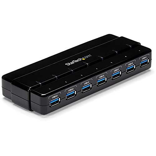 StarTech.com 7 Port USB 3.0 SuperSpeed Hub - USB 3 Hub Netzteil / Stromanschluss und Kabel - Schwarz von STARTECH.COM