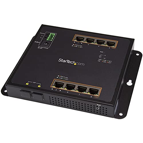 StarTech.com 8 Port PoE+ Gigabit Ethernet Switch plus 2 SFP Ports - Industrieller Managed Gigabit Switch - Wandmontage mit Front Zugriff von StarTech.com