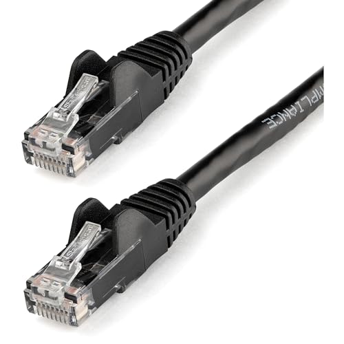 StarTech.com CAT6 Ethernet-Kabel, 22,9 m, schwarz, CAT 6 Gigabit Ethernet-Draht, 650 MHz, 100 W, PoE, RJ45, UTP, Netzwerk/Patchkabel, snagless w/Zugentlastung Fluke getestet/Verkabelung ist von StarTech.com