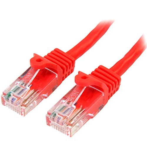 StarTech.com Cat5e Netzwerkkabel (0,5m, Cat 5e Patchkabel, RJ45 UTP, PoE, mit Rastnasenschutz, snagless, St/St) rot von StarTech.com