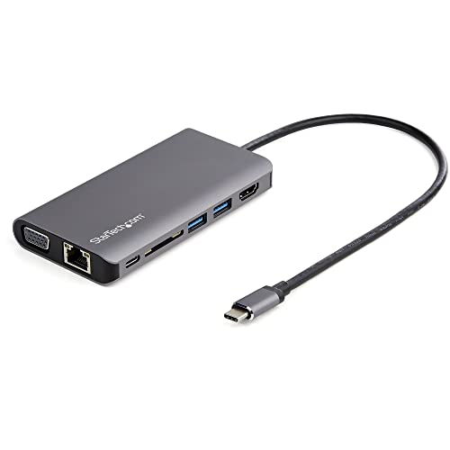 StarTech.com DKT30CHVAUSP USB-C-Multiport-Adapter (HDMI oder VGA, 100 W PD, angeschlossenes 30-cm-Hostkabel, SD-Kartenleser, USB-C-Minidock), 116 mm x 60 mm x 15 mm von StarTech.com