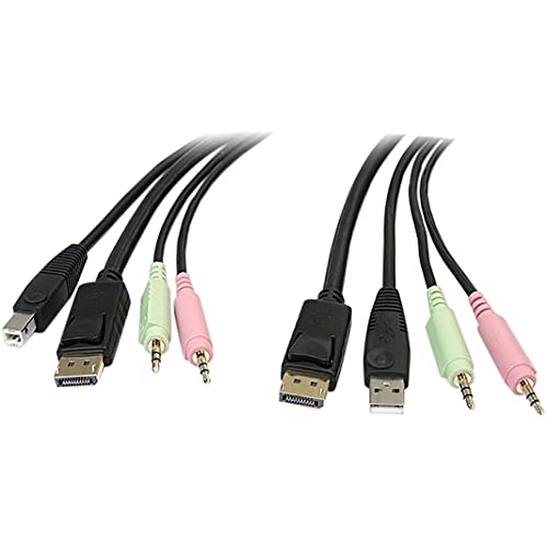 StarTech.com DP4N1USB6 4-in-1 USB-DisplayPort-KVM-Switch-Kabel mit Audio und Mikrofon, 1,8 m von StarTech.com