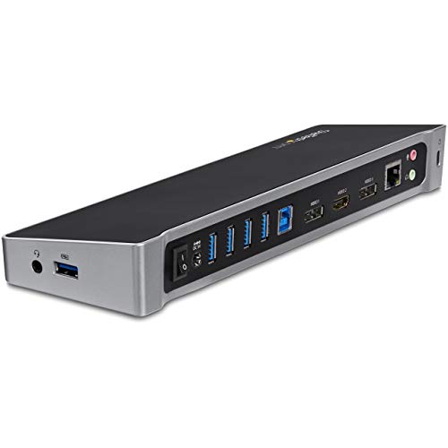 StarTech.com Drei Monitore USB 3.0 Docking Station mit 2x 4K DisplayPort & HDMI, 5x USB-A Hub (1x Fast-Charge), 3,5mm Audio, GbE, USB 3 Dockingstation mit DisplayLink, MacOS / Windows (USB3DOCKH2DP) von StarTech.com