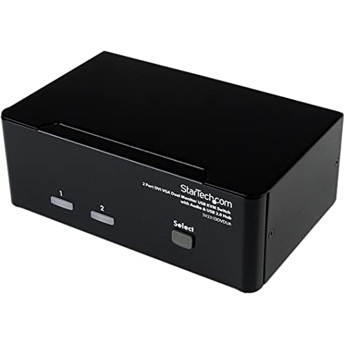 StarTech.com Dual DVI VGA 2 Port Monitor Audio Switch 2-fach KVM Umschalter USB 2.0 1920x1200 - 2 x USB 2.0 4 x DVI-I 4 x Klinke (Buchse), schwarz von StarTech.com