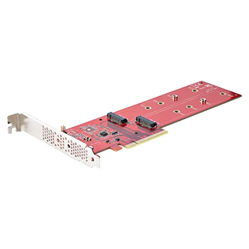 StarTech.com Dual M 2 PCIe AdapterKarte, PCIe x8/ x16 auf Dual AHCI oder NVMe M.2 SSDs, PCI Express 4.0, 7,8GB/s pro Laufwerk, Bifurkation Erforderlich - Windows/Linux Kompatibel (DUAL-M2-PCIE-CARD-B) von StarTech.com