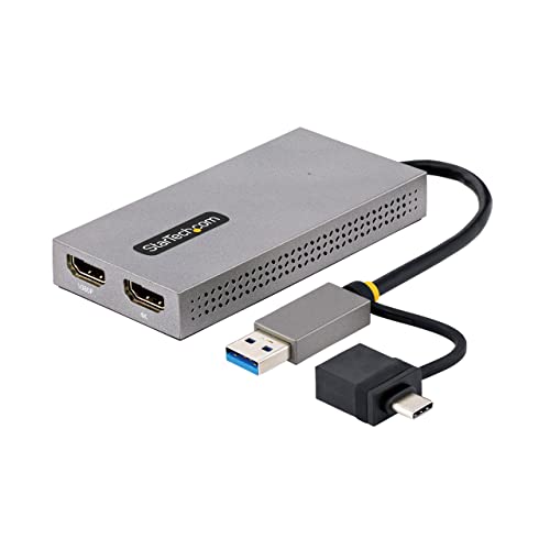 StarTech.com Dual Monitor Adapter, USB A/C auf 2x HDMI (1x 4K30Hz, 1x 1080p), externe grafikkarte, 11cm Kabel, USB 3.0 zu Bildschirm Adapter, Windows, Chrome OS & macOS (107B-USB-HDMI) von StarTech.com