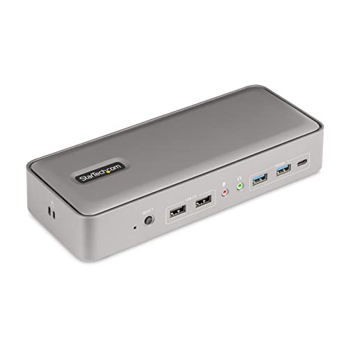 StarTech.com Dual Monitor USB-C KVM Dockingstation für Zwei Laptops, 2x 4K 60Hz DisplayPort Dock/KVM Switch, 5x USB, 90W/45W Power Delivery für zwei Notebooks, Windows/macOS (129UE-USBC-KVM-DOCK) von StarTech.com