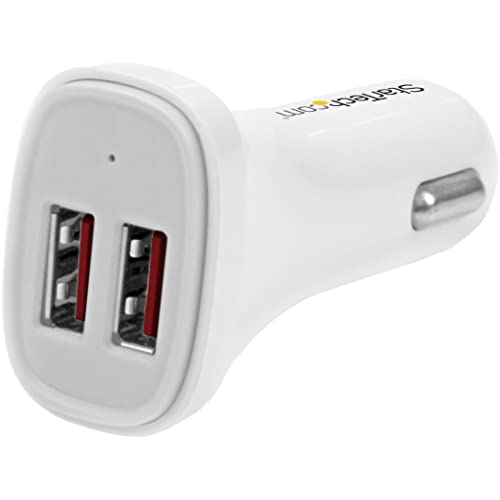 StarTech.com Dual Port USB KFZ Ladegerät - 24W/4.8 - Weiß - 2 Port USB Autoladegerät von StarTech.com