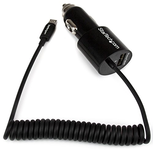 StarTech.com Dual USB KFZ-Ladegerät mit Micro USB Kabel und USB 2.0, 21 Watt / 4.2 A, 2-fach Tablet Auto-Ladegerät, Schwarz von StarTech.com