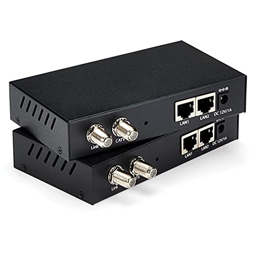 StarTech.com Gigabit Ethernet Extender unmanaged über Koaxialkabel 2.4km, LAN / Netzwerk über Antennenkabel, IP auf Koax Adapter Kit von StarTech.com