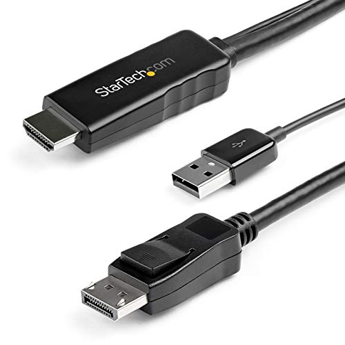 StarTech.com HD2DPMM2M HDMI auf DisplayPort (3m, aktiv, 4k 30Hz, Adapter, Kabel, Konverter, HDMI 1.4, DP 1.2, mit USB Stromversorgung) von StarTech.com