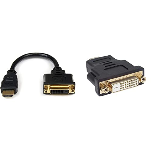 StarTech.com HDMI auf DVI Adapter - Mobiler Konverter mit HDMI Stecker und DVI Buchse & PremiumCord 4K HDMI auf DVI Adapter, vergoldete Anschlüsse, HDMI Stecker Typ A auf DVI-D Buchse (24+1) - schwarz von StarTech.com