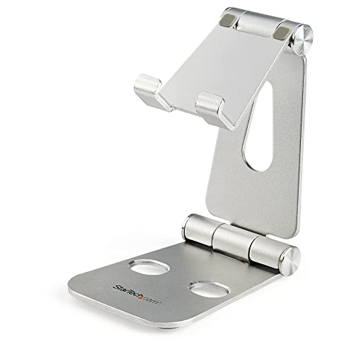 StarTech.com Handy und Tablet Ständer - Faltbarer Universalhalter für Smartphones und Tablets (4 bis 13 Zoll), Verstellbar, ergonomisch mit mehreren Winkeln für den Schreibtisch, tragbar (USPTLSTND) von StarTech.com