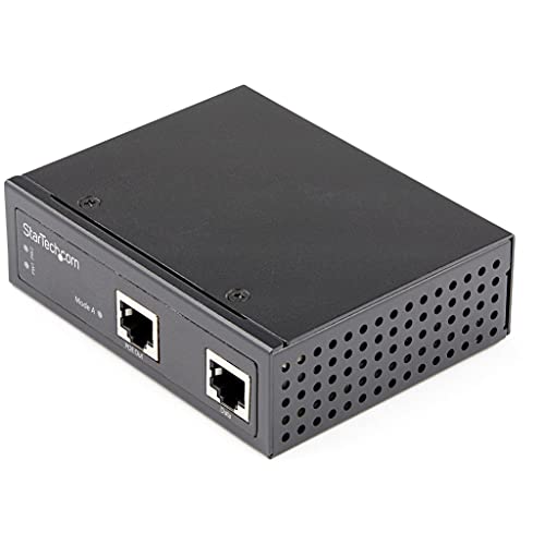 StarTech.com Industrial Gigabit Ethernet PoE Injector - 30W 802.3at PoE + Midspan 48V-56VDC Hutschiene Power over Ethernet Adapter - -40°C bis 75°C - Kameras/Sensoren/WLAN Zugang (POEINJ30W) von StarTech.com