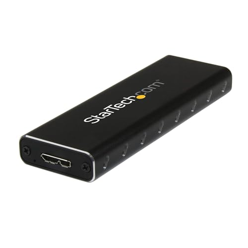 StarTech.com M.2 SSD Aluminiumgehäuse für USB 3.0 (5Gbit/s) mit UASP - Schwarz - M.2 NGFF SATA mit B Key & B+M Key - Externes tragbares M.2-Gehäuse - Nicht kompatibel mit NVMe / AHCI (SM2NGFFMBU33) von StarTech.com