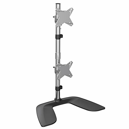 StarTech.com Monitorhalterung für zwei vertikal gestapelte Monitore - Ergonomischer Monitorarm für zwei VESA Monitore - bis zu 27"(je 8kg) Monitore - Freistehend, Höhenverstellbar - Silber (ARMDUOVS) von StarTech.com