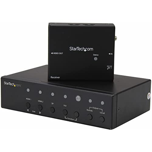 StarTech.com Multi-Input HDBaseT Extender mit eingebautem Switch - DisplayPort, VGA und HDMI over CAT5 oder CAT6 - bis zu 4K - bis zu 70m von StarTech.com