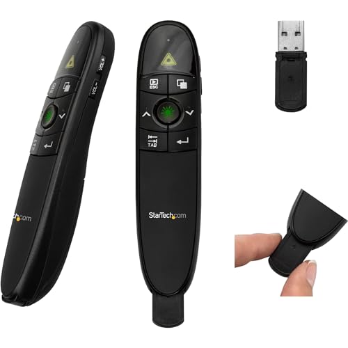 StarTech.com Präsentationsfernbedienung (Wireless Presenter, PPT Fernbedienung, USB PowerPoint Presenter, 27m) Schwarz von StarTech.com