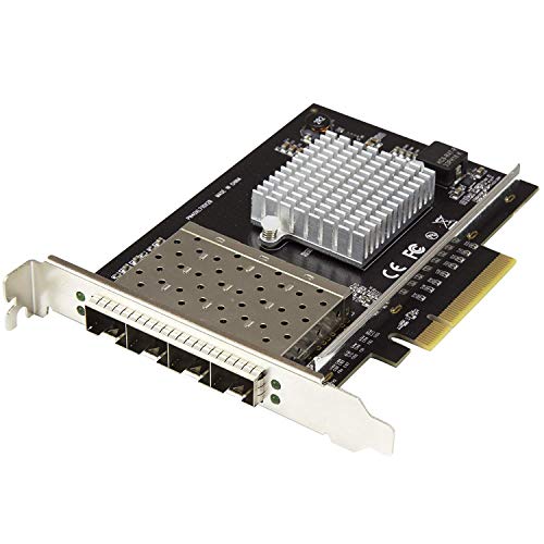 StarTech.com Quad Port 10G SFP+ Netzwerkkarte - Intel XL710 Open SFP+ Converged Adapter - PCIe 10 Gigabit Ethernet Server NIC - 10GbE LWL LAN Karte - Dell PowerEdge HPE ProLiant (PEX10GSFP4I) von StarTech.com