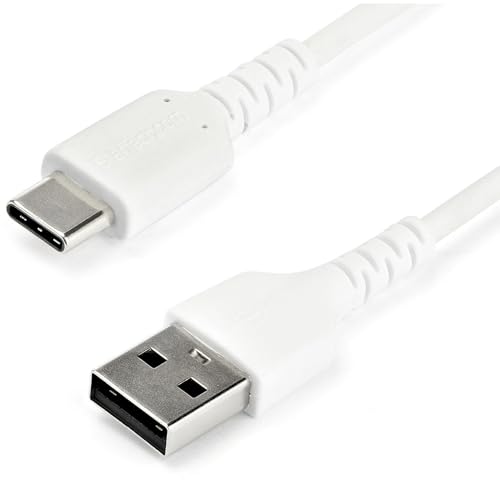 StarTech.com RUSB2AC2MW USB A auf USB C Kabel (2m, hochwertiges USB 2.0-Datenübertragungs- und Ladekabel, Aramidfaser, St/St (RUSB2AC2MW) weiß von StarTech.com