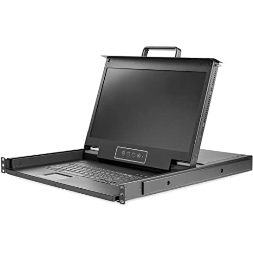 StarTech.com Rack KVM Konsole HD 1080p - US Tastatur(QWERTY), Ein Port VGA KVM mit 17" LCD Monitor - 1HE LCD KVM Konsolenschublade mit Kabeln - USB Unterstützung - 50.000 MTBF (RKCONS17HD) von StarTech.com