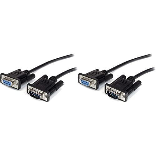 StarTech.com Serielles DB9 RS232 Verlängerungskabel 3m, RS 232 DB-9 Kabel Verlängerung- DB 9 (Stecker) RS-232 (Buchse) Schwarz (Packung mit 2) von StarTech.com