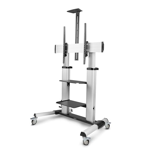 StarTech.com TV Rollwagen/Ständer mit Rollen, TV bis 100 Zoll/100kg, Höhenverstellbare TV Halterung/Standfuß/Fernsehständer von StarTech.com
