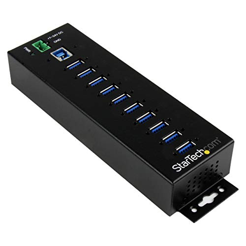 StarTech.com USB 3.0 Hub (10-Port, Din-Rail, Industrielle Anwendung, externes Netzteil, Überspannungsschutz, ESD, 350 W, 15 kV) von StarTech.com