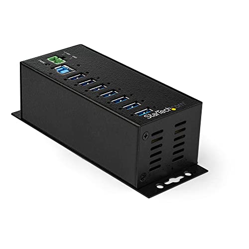 StarTech.com USB 3.0 Hub (7-Port, Din-Rail, Industrielle Anwendung, externes Netzteil, Überspannungsschutz, ESD, 350 W, 15 kV) von StarTech.com