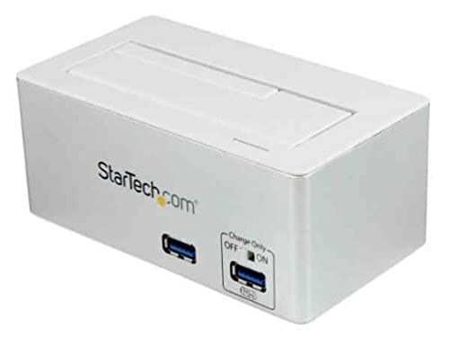 StarTech.com USB 3.0 auf 2,5/3,5 Zoll SATA/SSD Festplatten Dockingstation mit integriertem USB Schnelllade-Hub und UASP-Unterstützung- Weiß von StarTech.com