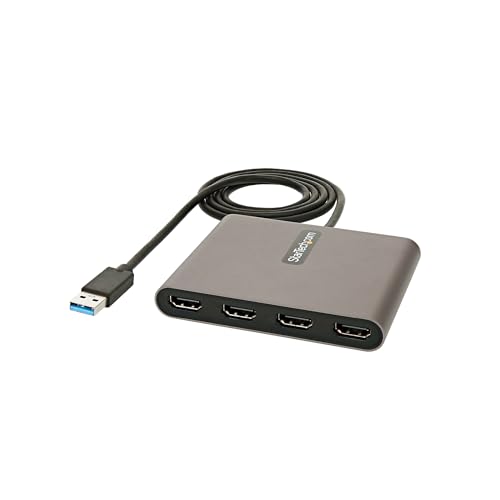 StarTech.com USB 3.0 auf 4x HDMI Adapter - Externe Video- und Grafikkarte - USB Typ-A auf Quad HDMI Display Adapter Dongle - 1080p 60Hz - Multi Monitor USB A auf HDMI Konverter - Windows (USB32HD4) von StarTech.com