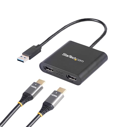 StarTech.com USB 3.0 auf Dual HDMI Adapter - 1x 4K 30Hz & 1x 1080p - Externe Video- und Grafikkarte - USB-A auf HDMI Dual Monitor Display Adapter - Unterstützt nur Windows - Schwarz (USB32HD2) von StarTech.com