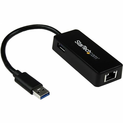 StarTech.com USB 3.0 auf Gigabit Ethernet Adapter - USB 3.0 10/100/1000Mbit/s Netzwerk Adapter NIC mit USB Port - USB zu RJ45 - USB Passthrough Port - Schwarz (USB31000SPTB) von StarTech.com