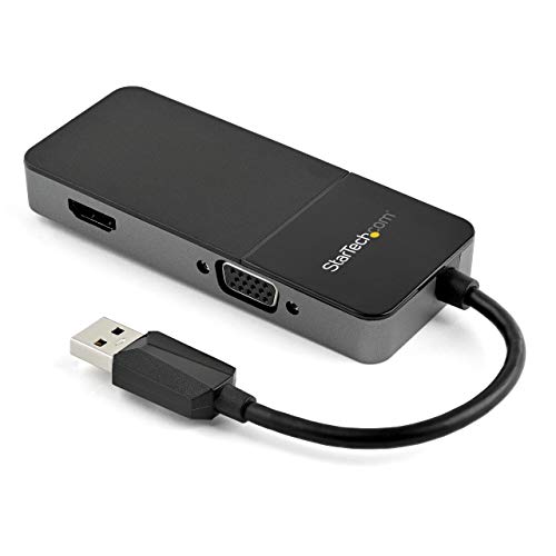 StarTech.com USB 3.0 auf HDMI und VGA Adapter - 4K/1080p USB Typ-A Dual Monitor Multiport Konverter - Externe Video Grafikkarte für mehrere Bildschirme - Multi Display USB Adapter (USB32HDVGA) von StarTech.com