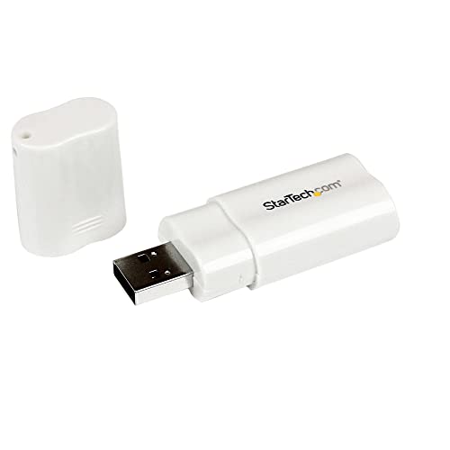 StarTech.com USB Audio Adapter - USB auf Soundkarte in weiß - Soundcard mit USB (Stecker) und 2x 3,5mm Klinke extern von StarTech.com