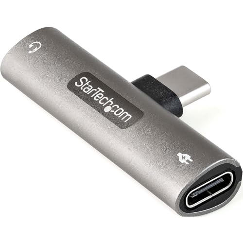 StarTech.com USB-C Audio- und Ladeadapter - USB-C-Audio Adapter mit 3,5-mm TRRS Kopfhörer-/Headset Buchse und 60W USB Typ-C-Power Delivery Pass-Through - für USB-C Handy/Tablet/Laptop (CDP235APDM) von StarTech.com