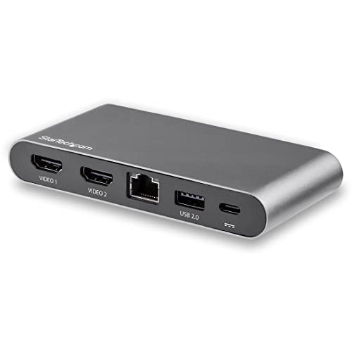 StarTech.com USB-C-Dock - USB-C Hub - 4K HDMI USB-C-Dockingstation - Mini dock - Dual Monitor - 100W Power Delivery Passthrough - GbE, 2 x USB-A Anschlüsse - Multiport-Adapter (DK30C2HAGPD) von StarTech.com