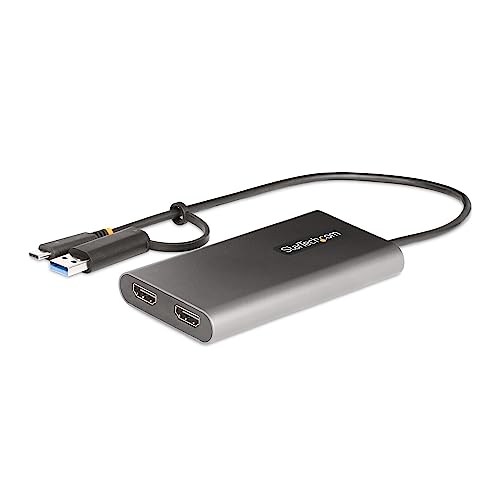 StarTech.com USB-C Dual HDMI Adapter - USB-C/USB HDMI Adapter für 2 4K 60Hz Monitore - 100W PD Pass-Through - USB C auf HDMI - USB-C zu HDMI Multi-Monitor Adapter/Videokonverter (109B-USBC-HDMI) von StarTech.com