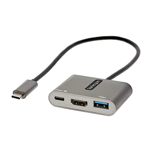 StarTech.com USB-C Multiport Adapter, USB-C auf HDMI 4K Anschluss, 100W PD, USB 3.0 Hub 5Gbit/s (1xTyp-C/ 1xA), USB-C zu HDMI Dock/Reiseadapter mit Stromversorgung, Laptop Dockingstation (CDP2HDUACP2) von StarTech.com