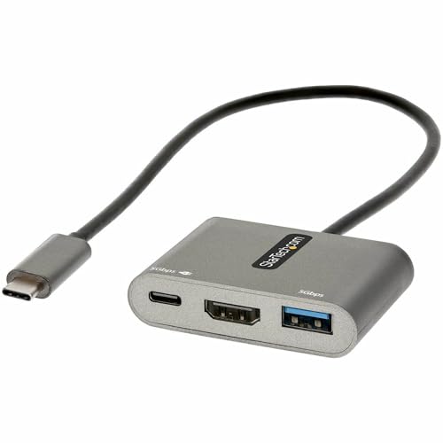 StarTech.com USB-C Multiport Adapter, USB-C auf HDMI 4K Anschluss, 100W PD, USB 3.0 Hub 5Gbit/s (1xTyp-C/ 1xA), USB-C zu HDMI Dock/Reiseadapter mit Stromversorgung, Laptop Dockingstation (CDP2HDUACP2) von StarTech.com